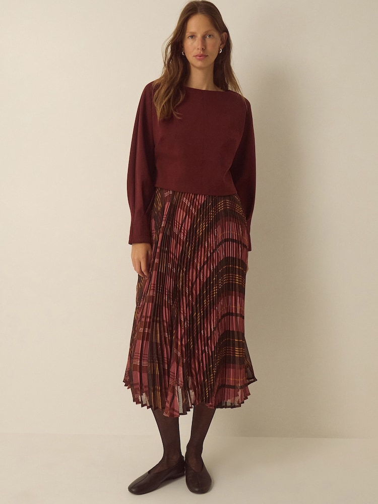 Monsoon Melinda Check Print Pleated Midi Dress - Εικόνα 1 από 5