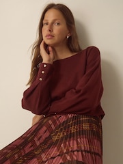 Monsoon Melinda Check Print Pleated Midi Dress - Εικόνα 4 από 5