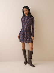 Nobodys Child Brown Long Sleeve Checked Kiera Mini Dress - Image 1 of 5