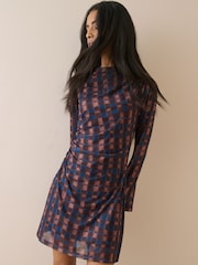 Nobodys Child Brown Long Sleeve Checked Kiera Mini Dress - Image 3 of 5