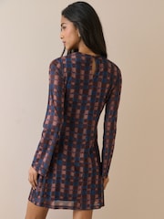 Nobodys Child Brown Long Sleeve Checked Kiera Mini Dress - Image 4 of 5