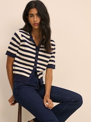 Nobodys Child Blue Short Sleeve Stripe Cardi Top - Image 4 of 5