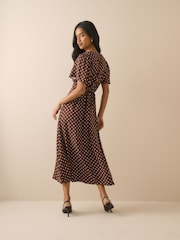 Nobodys Child Brown Polka Dot Atlas Midi Dress - Image 2 of 5