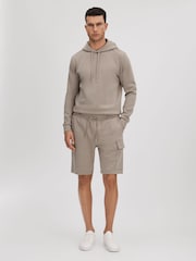 Reiss Taupe Oliver Interlock Jersey Drawstring Shorts - Image 1 of 6
