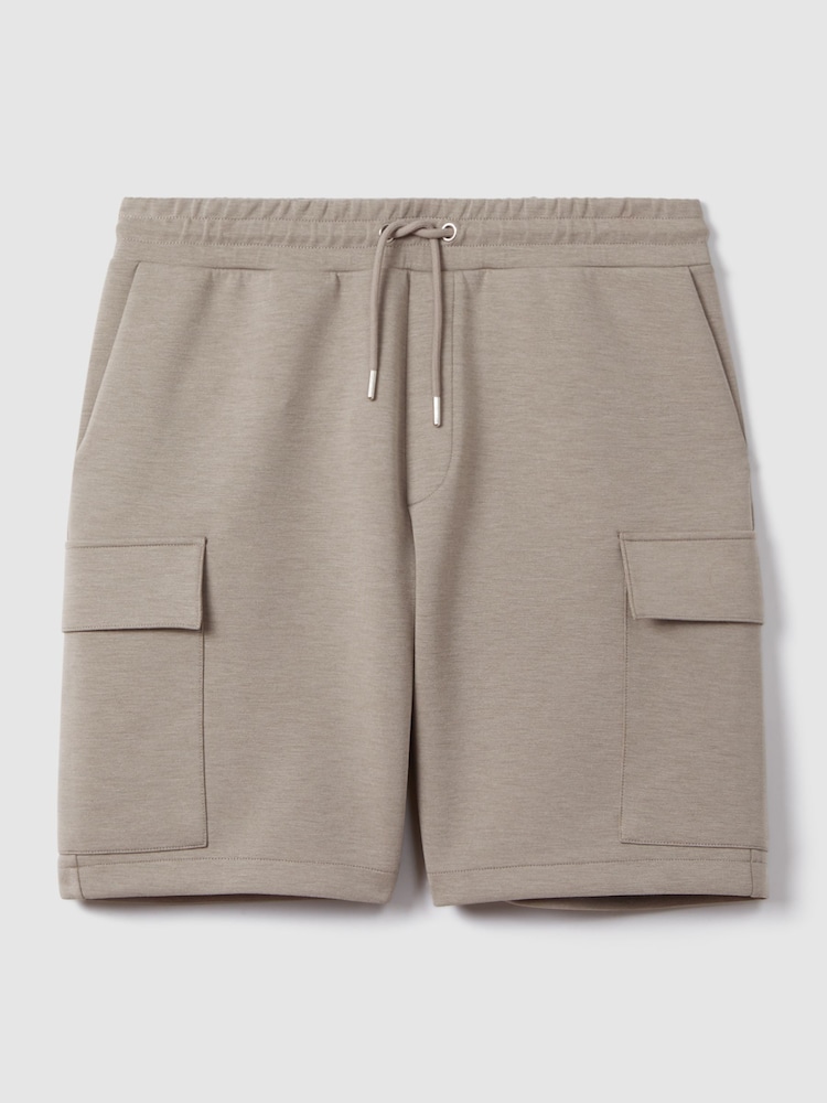 Reiss Taupe Oliver Interlock Jersey Drawstring Shorts - Image 2 of 6