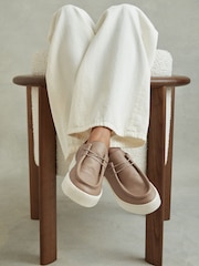 Reiss Taupe Avery Leather Moccasin Trainers - Image 2 of 5