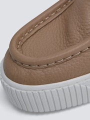 Reiss Taupe Avery Leather Moccasin Trainers - Image 5 of 5
