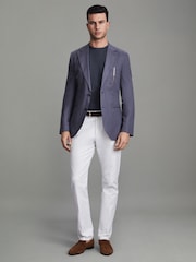 Reiss Indigo Melange Bless Cotton Crew Neck T-Shirt - Image 3 of 5