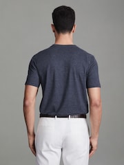 Reiss Indigo Melange Bless Cotton Crew Neck T-Shirt - Image 5 of 5
