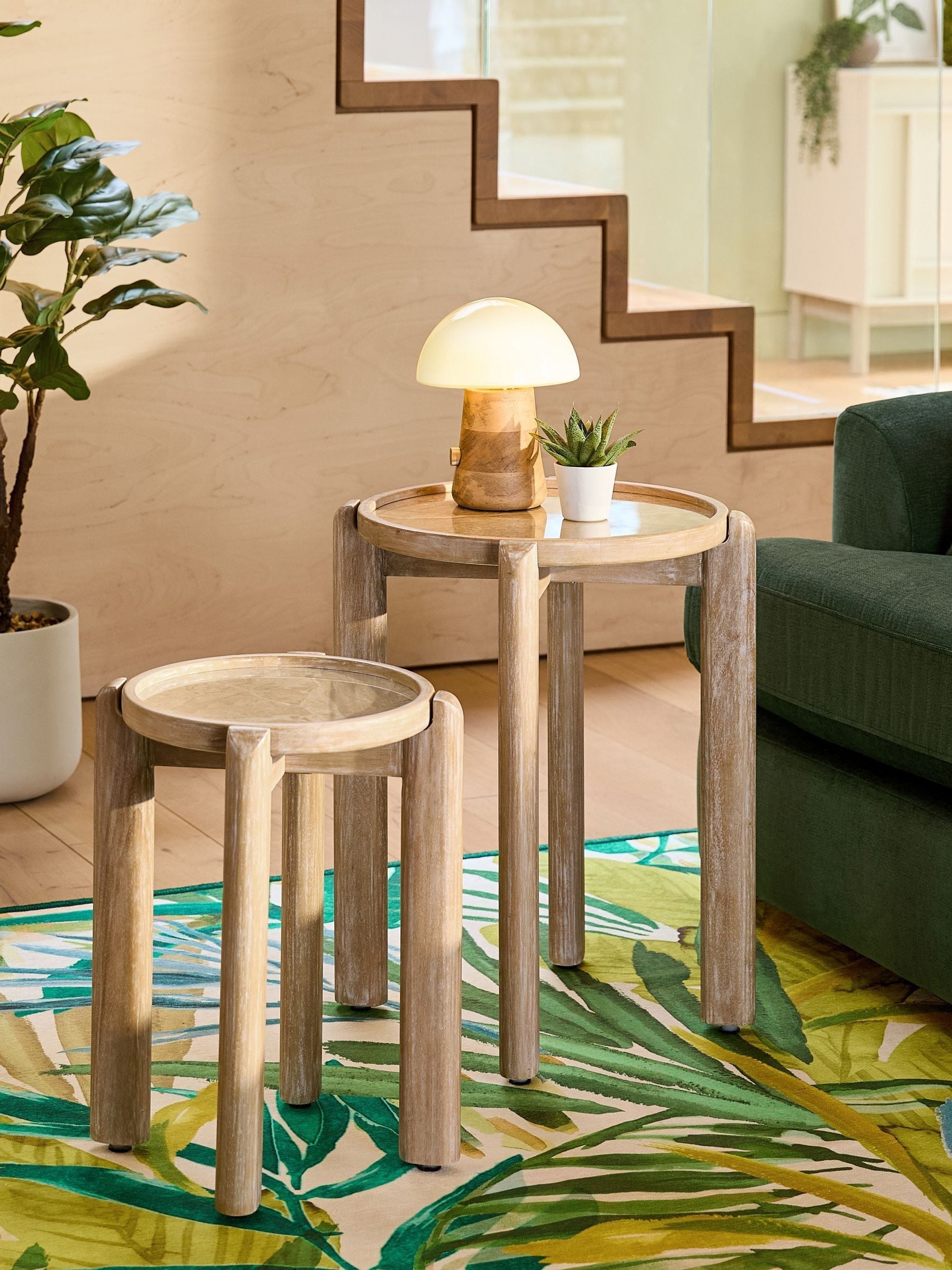 Set of 2 Natural Travertine Effect Nest of Tables | Laura Ashley