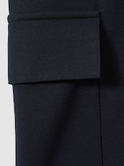 Reiss Navy Blue Oliver Interlock Jersey Drawstring Shorts - Image 6 of 6