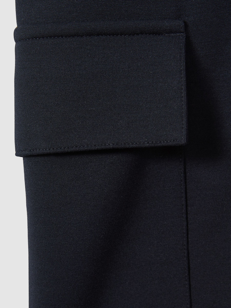 Reiss Navy Blue Oliver Interlock Jersey Drawstring Shorts - Image 6 of 6