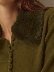 Monsoon Flo Faux Fur Collar Cardigan - صورة 2 من 4