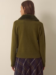 Monsoon Flo Faux Fur Collar Cardigan - صورة 3 من 4