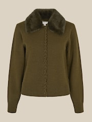 Monsoon Flo Strickjacke mit Kunstfellkragen - Bild 5 von 5