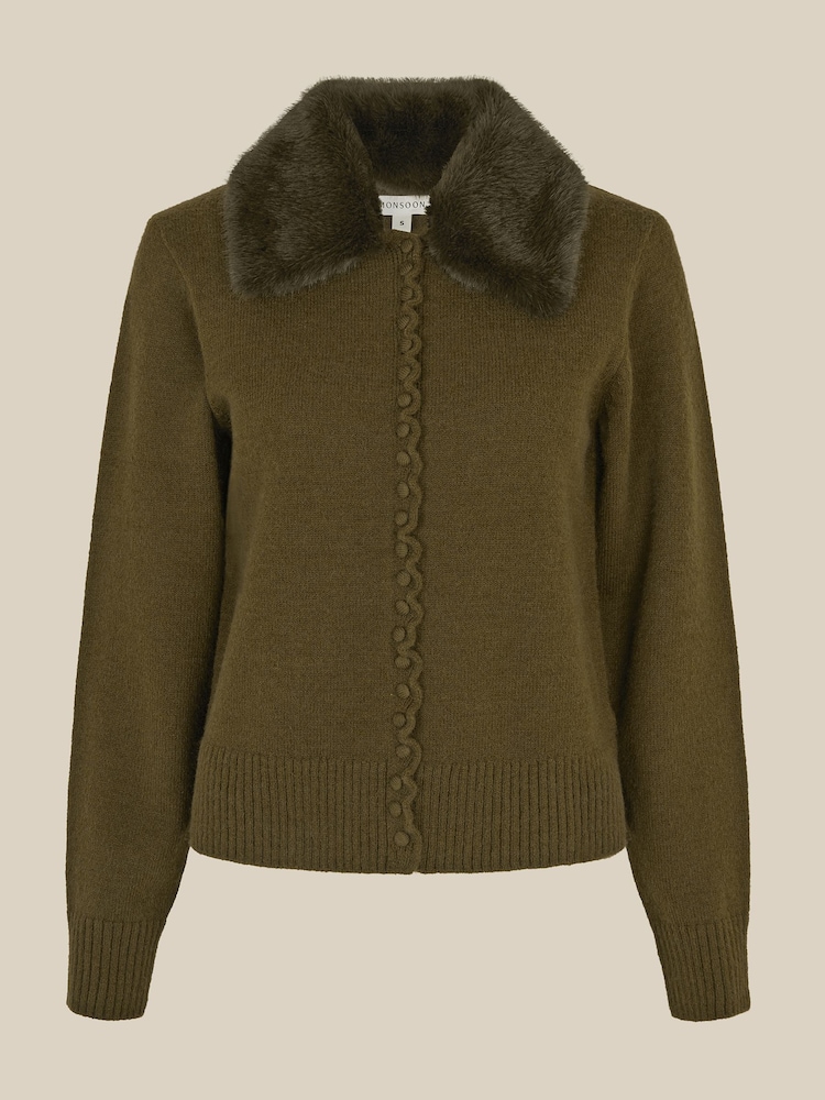 Monsoon Flo Strickjacke mit Kunstfellkragen - Bild 5 von 5 Monsoon Flo Strickjacke mit Kunstfellkragen - Bild 5 von 5
