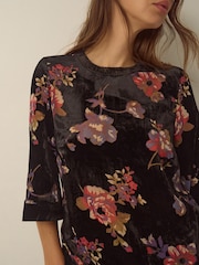 Monsoon Black Abril Floral Devoré Velvet Top - Image 2 of 5