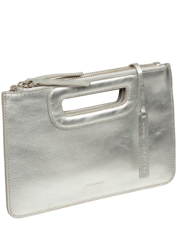 Pure Luxuries London Silver Guinevere Leather Clutch Bag - Image 6 of 6 Pure Luxuries London Silver Guinevere Leather Clutch Bag - Image 6 of 6