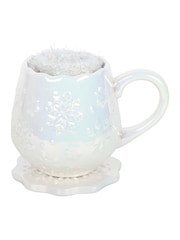 Something Different White Iridescent Snowflake Mug, Coaster and Socks Set - Image 3 of 4