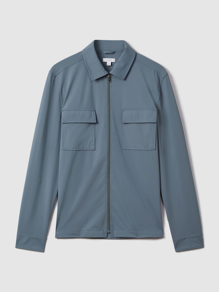 Reiss Steel Blue Hylo Technical Zip-Through Jacket - Image 2 of 6