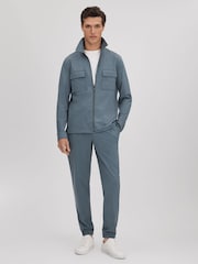 Reiss Steel Blue Hylo Technical Zip-Through Jacket - Image 3 of 6