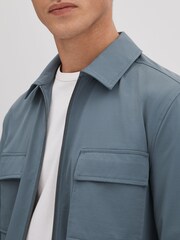 Reiss Steel Blue Hylo Technical Zip-Through Jacket - Image 4 of 6