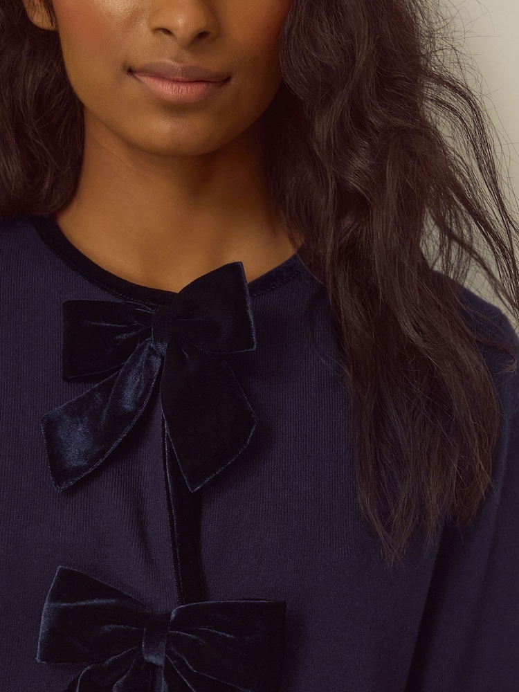 Monsoon Belinda Velvet Bow Cardigan - 4의 이미지 2