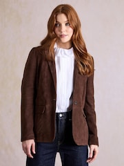 Chaqueta tipo blazer de ante color abedul de Lakeland Leather - Imagen 1 de 5
