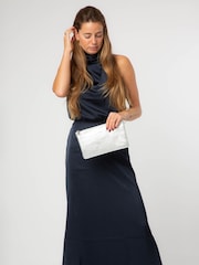 Pure Luxuries London Silver Emalia Leather Clutch Bag - Image 1 of 4