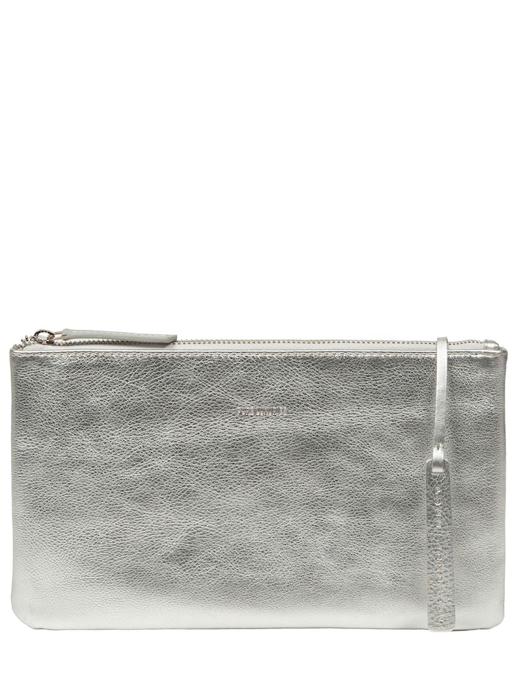 Pure Luxuries London Silver Emalia Leather Clutch Bag - Image 2 of 4 Pure Luxuries London Silver Emalia Leather Clutch Bag - Image 2 of 4