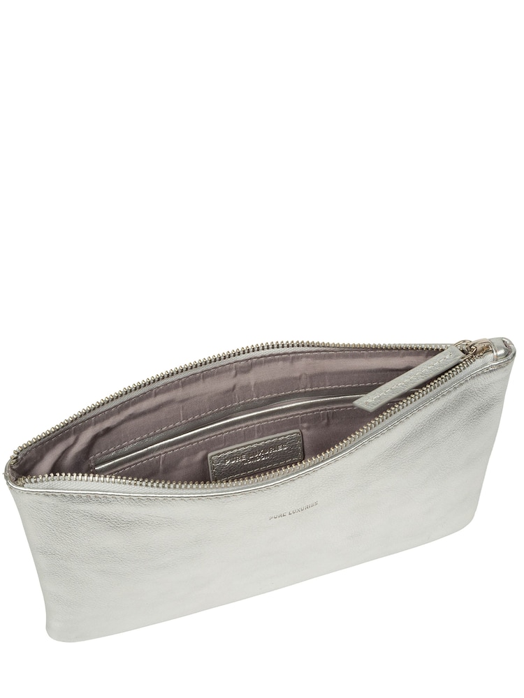 Pure Luxuries London Silver Emalia Leather Clutch Bag - Image 4 of 4 Pure Luxuries London Silver Emalia Leather Clutch Bag - Image 4 of 4