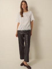 Monsoon Cream Fadia Short Sleeve Fringe Top - Image 4 of 4