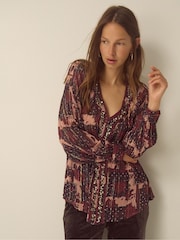 Monsoon Poppy V-Neck Embellished Patchwork Blouse - Εικόνα 1 από 4