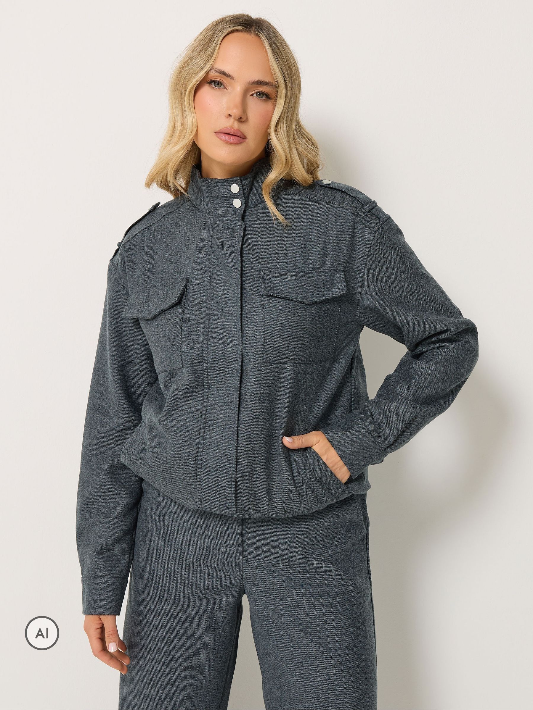 Long Tall Sally Women's Grey Tall Funnel Neck Jacket In Size 20 - Image 2