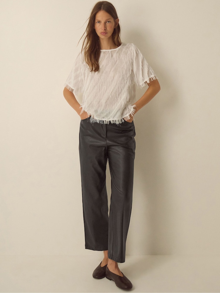 Monsoon Black Libby Faux Leather Straight Leg Trousers - Image 1 of 4 Monsoon Black Libby Faux Leather Straight Leg Trousers - Image 1 of 4