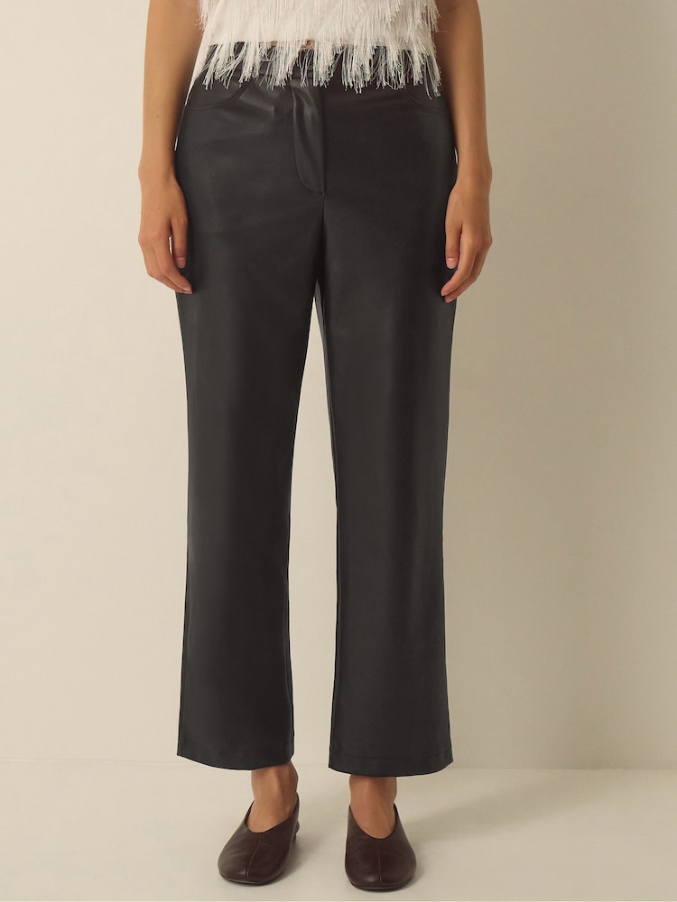 Monsoon Black Libby Faux Leather Straight Leg Trousers - Image 2 of 4 Monsoon Black Libby Faux Leather Straight Leg Trousers - Image 2 of 4
