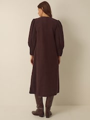 Monsoon Cosima Long Sleeve Scallop Corduroy Midi Dress - Εικόνα 3 από 4