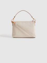 Reiss Off White Brompton Leather Raffia Pouch Bag - Image 3 of 5