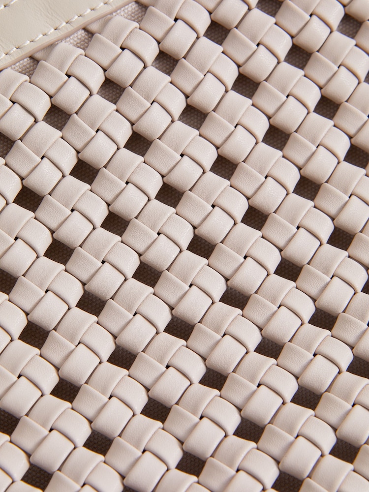 Reiss Off White Brompton Leather Raffia Pouch Bag - Image 5 of 5