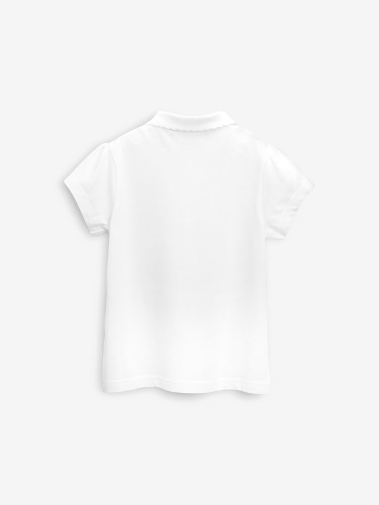 White Regular Fit 100% Cotton Short Sleeve Polo Shirts 2 Pack (3-16yrs) - Image 5 of 6