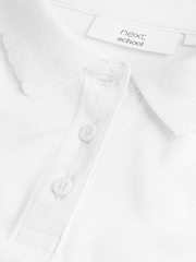 White Regular Fit 100% Cotton Short Sleeve Polo Shirts 2 Pack (3-16yrs) - Image 6 of 6
