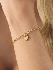 Abbott Lyon Gold Love Locks Charm 14ct Gold Plated Bracelet - Image 1 of 3