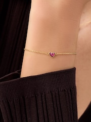 Abbott Lyon Gold Mini Heart Birthstone 18ct Plated Bracelet - Image 1 of 8