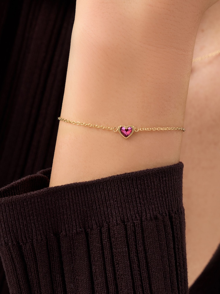Abbott Lyon Gold Mini Heart Birthstone 18ct Plated Bracelet - Image 1 of 8 Abbott Lyon Gold Mini Heart Birthstone 18ct Plated Bracelet - Image 1 of 8