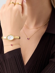 Abbott Lyon Gold Mini Heart Birthstone 18ct Plated Bracelet - Image 2 of 8