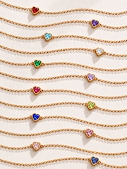 Abbott Lyon Gold Mini Heart Birthstone 18ct Plated Bracelet - Image 7 of 8