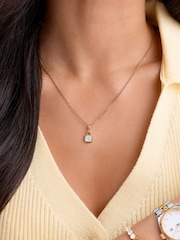 Abbott Lyon Gold Plated Mother of Pearl Cushion Huggie 18ct Necklace - Image 2 of 3