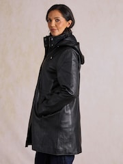 Lakeland Leather Black Arndale Hooded Coat - Image 3 of 5