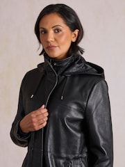 Lakeland Leather Black Arndale Hooded Coat - Image 4 of 5