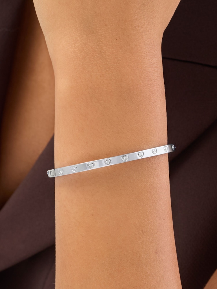 Abbott Lyon Silver Crystal Heart 18ct Plated Bangle - Image 1 of 3 Abbott Lyon Silver Crystal Heart 18ct Plated Bangle - Image 1 of 3